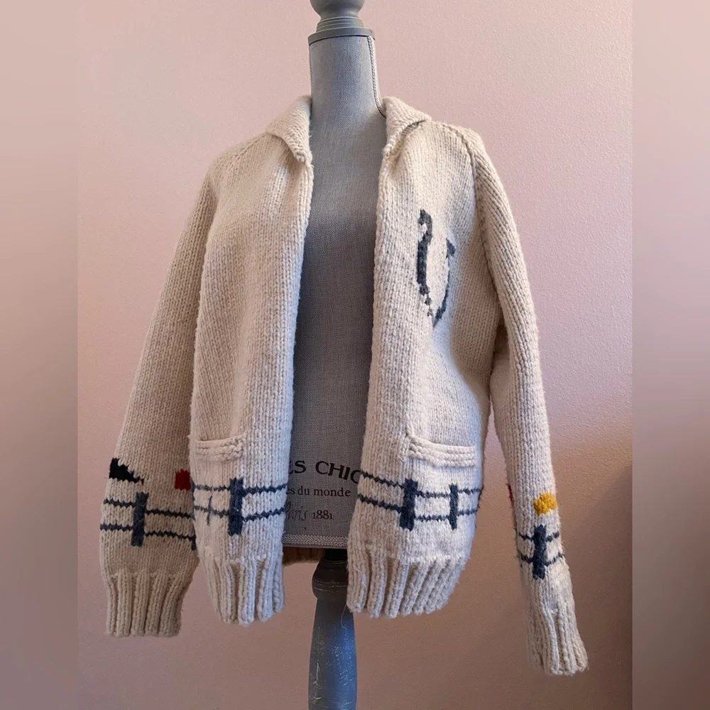 RARE Vintage HandKnit Mary Maxim Pattern Project Hail Mary Curling Sweater - Picture 9 of 11